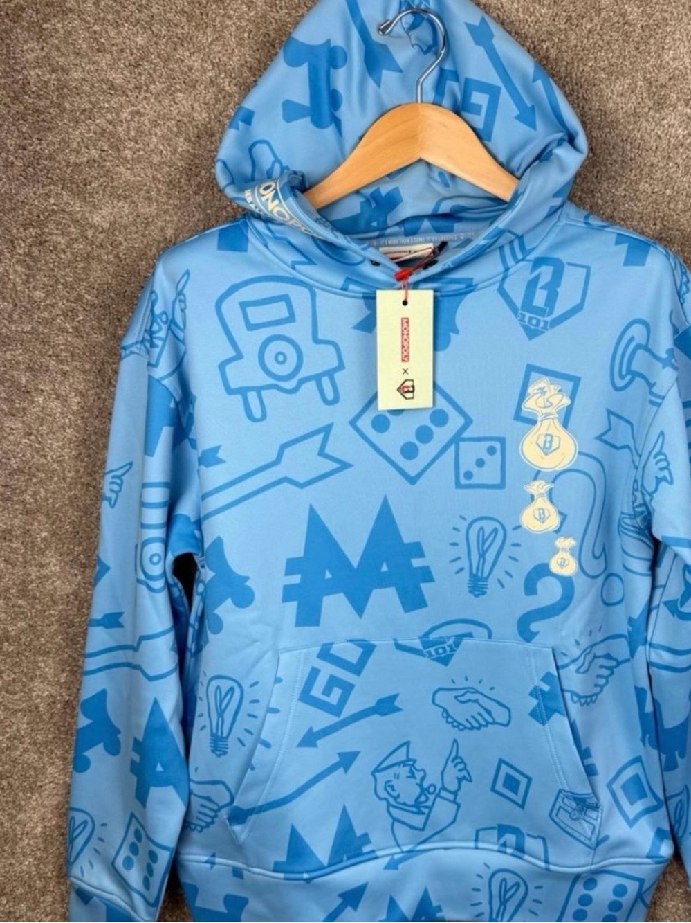 MONOPOLY X BASEBALL LIFESTYLE 101 Blue Graphic Hoodie Sweatshirt